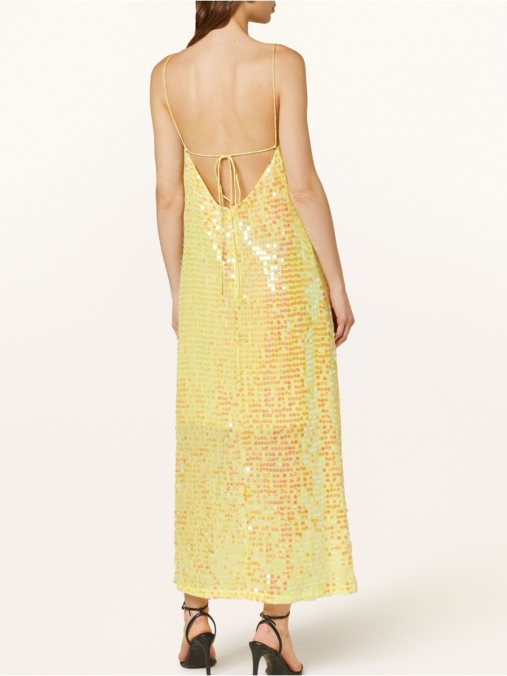 Hugo Women’s Koniya Sequin Midi Yellow Cocktail Dress Size 14 - Picture 3 of 9